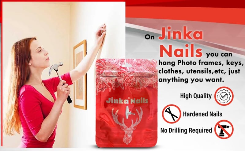 Jinka Nails (Large, 30 Pieces Packet) Wall Hooks for Hanging Large Photo Frames, Clocks, Mirrors, Utensils, Planters, Paintings and Decorative Items. Holds Upto 5Kgs. Wall Hooks for Hanging Strong. - Image 2