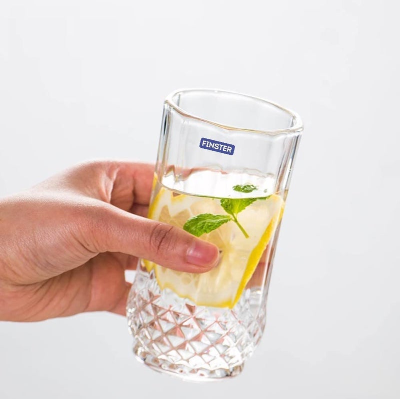 FINSTER Glass Highball Tall Water Glasses Set of 12300ml Transparent Long Crystal Milkshake Juice Glass Set Cocktail Mocktail Tumbler - Image 4
