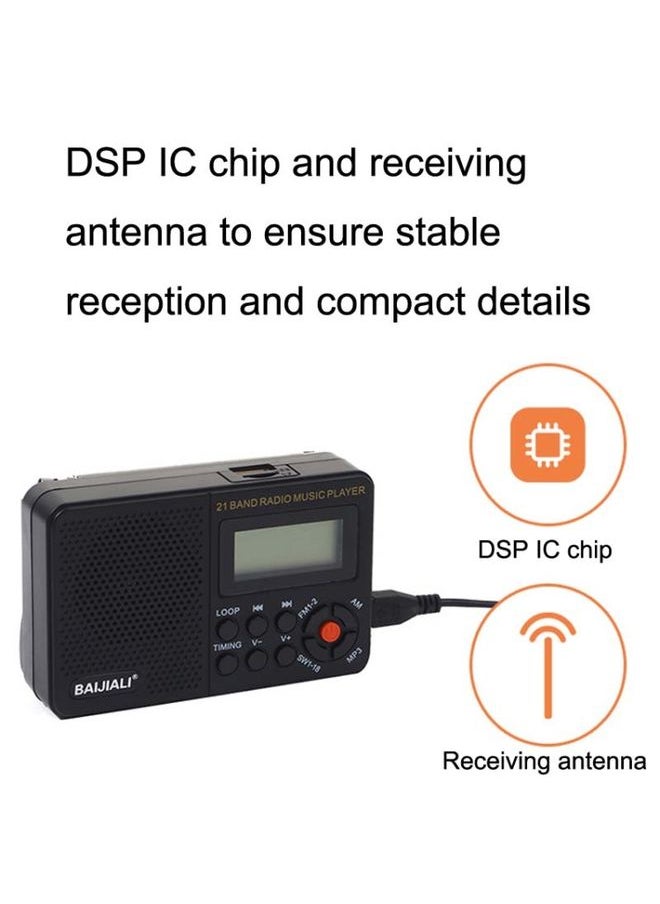Generic - BAIJIALI BJL-166 Full Band Retro Radio Multifunctional Built-In Speaker Player(Black) - Image 1