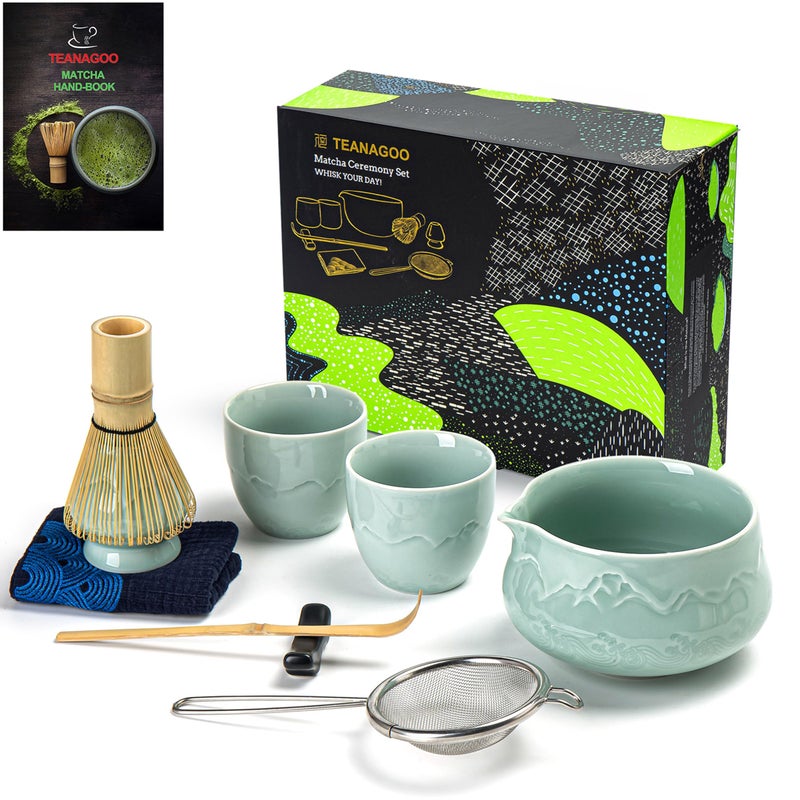 TEANAGOO Matcha Whisk Set 7pcs2Cups72ozCeramic Matcha SetMatcha Kit for CeremonyMatcha Tea Set for Making BreakfastMatcha Whisk Set and Bowl with ScoopSifterGift for Matcha Lover