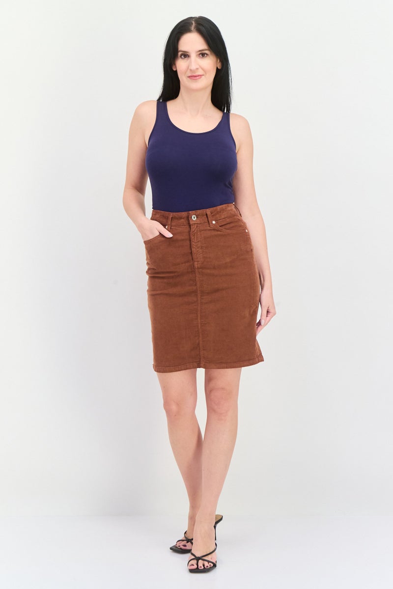 GANT Women Textured Mini Skirt, Brown - Image 4