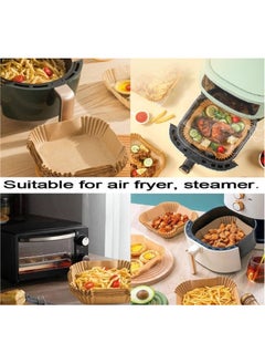 Beyond Basics Beyond Basics Air Fryer Paper Liners -100pcs Non-Stick Parchment Paper for Air Fryer Oil-proof Air Fryer Disposable Paper - Square Baking Paper - Brown - Square - 7.9inch/20cm.  - Image 3