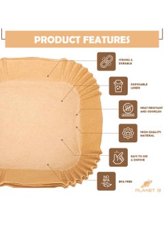 Beyond Basics Beyond Basics Air Fryer Paper Liners -100pcs Non-Stick Parchment Paper for Air Fryer Oil-proof Air Fryer Disposable Paper - Square Baking Paper - Brown - Square - 7.9inch/20cm.  - Image 5