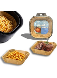 Beyond Basics Beyond Basics Air Fryer Paper Liners -100pcs Non-Stick Parchment Paper for Air Fryer Oil-proof Air Fryer Disposable Paper - Square Baking Paper - Brown - Square - 7.9inch/20cm.  - Image 1