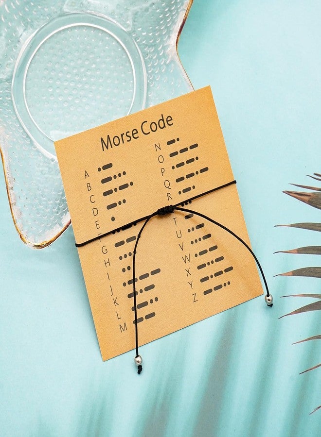 Tidefire Morse Code Bracelets for Women Men Secret Message Beads Silk Cord Bangle Friendship Bracelet with Meaning Card (I Love You) - Image 5