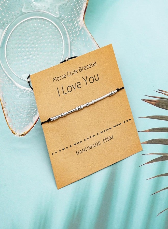 Tidefire Morse Code Bracelets for Women Men Secret Message Beads Silk Cord Bangle Friendship Bracelet with Meaning Card (I Love You) - Image 4