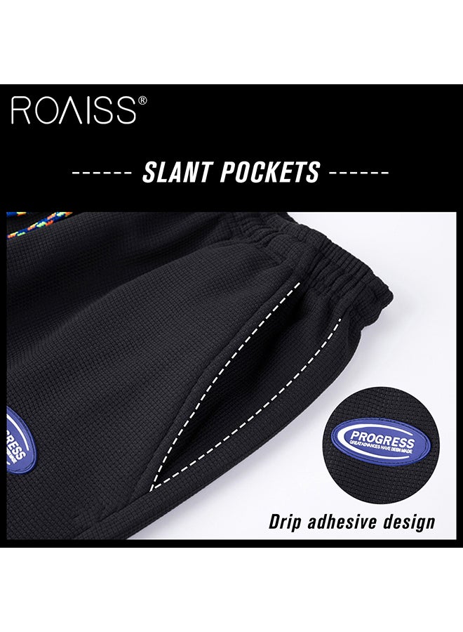 roaiss Straight Pants Mens Casual Sweatpants Elastic Waist Sports Pants Waffle Jogging Pants Men Sportswear Joggers Pants Streetwear  - Image 5