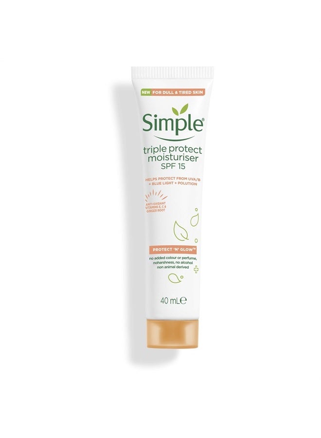 simple حماية وتألق SPF 30 للبشرة المتألقة مرطب ثلاثي الحماية غير طباشيري كريم وجه بفيتامين C 40 مل - Image 4