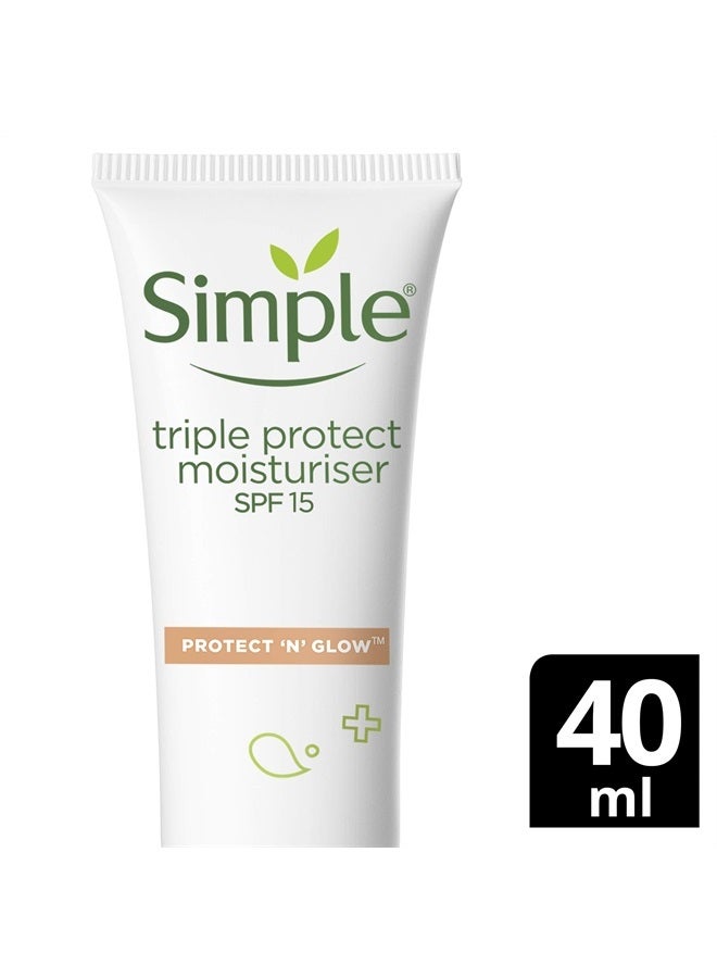 simple حماية وتألق SPF 30 للبشرة المتألقة مرطب ثلاثي الحماية غير طباشيري كريم وجه بفيتامين C 40 مل - Image 2