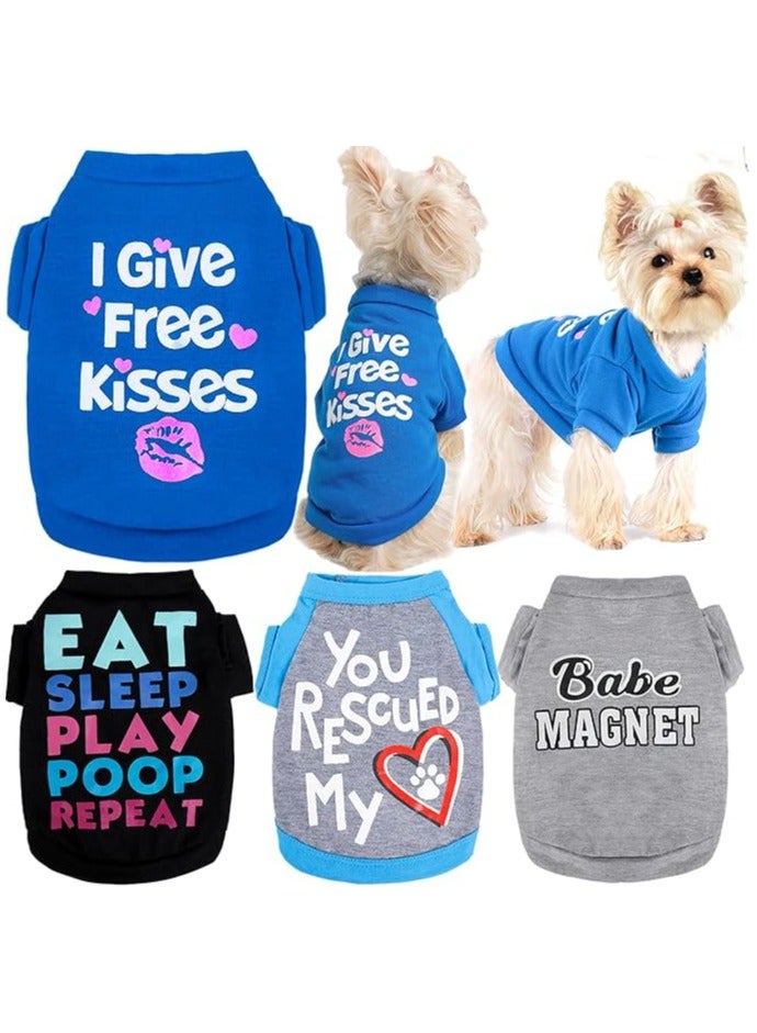erorex Dog Tshirts for Small Dogs Boy, Small Dog Clothes Male,Dog Clothes Shirts for Small Medium Dogs Boy,Cat Summer Pet Puppy Shirt for Chihuahua Yorkies Cute Pattern, Set of 4 (4PC/ Medium)  - Image 1