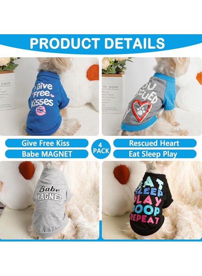 erorex Dog Tshirts for Small Dogs Boy, Small Dog Clothes Male,Dog Clothes Shirts for Small Medium Dogs Boy,Cat Summer Pet Puppy Shirt for Chihuahua Yorkies Cute Pattern, Set of 4 (4PC/ Medium)  - Image 5