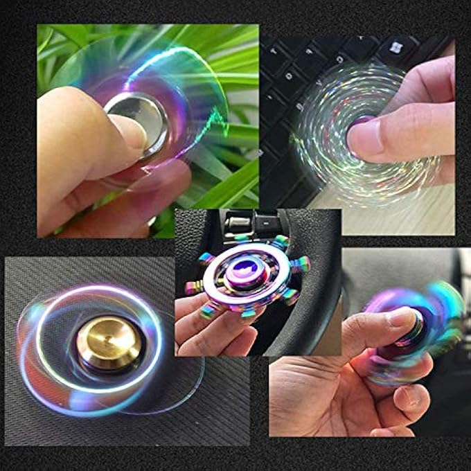 LNCOJOLM Rainbow Fidget Spinners Pack, Handheld Fingertip Gyro, Fidget Sensory Desk Toy Gadget for Office Classroom, Stress Relief Anti Anxiety Toy for Kid Adult, Christmas Birthday Gift Classroom Rewards - Image 3