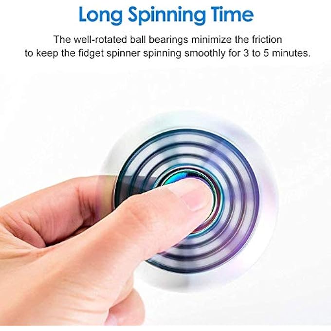 LNCOJOLM Rainbow Fidget Spinners Pack, Handheld Fingertip Gyro, Fidget Sensory Desk Toy Gadget for Office Classroom, Stress Relief Anti Anxiety Toy for Kid Adult, Christmas Birthday Gift Classroom Rewards - Image 5