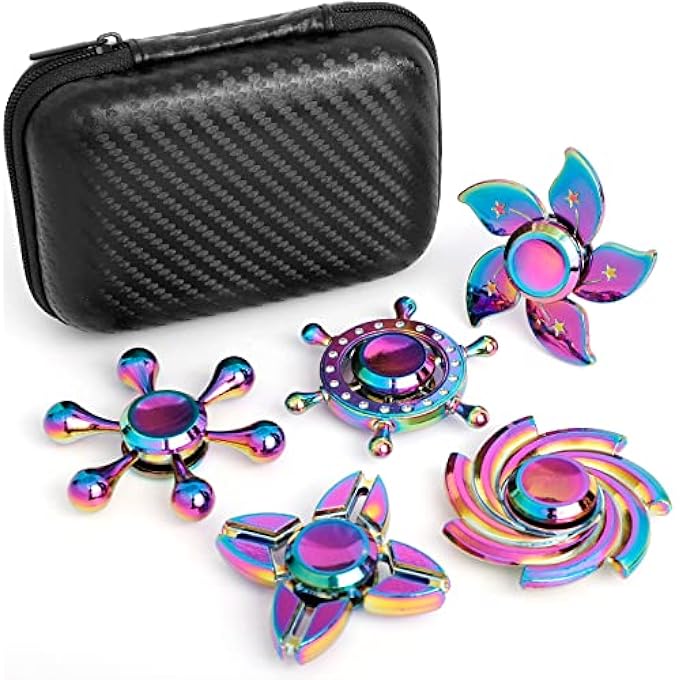 LNCOJOLM Rainbow Fidget Spinners Pack, Handheld Fingertip Gyro, Fidget Sensory Desk Toy Gadget for Office Classroom, Stress Relief Anti Anxiety Toy for Kid Adult, Christmas Birthday Gift Classroom Rewards - Image 1