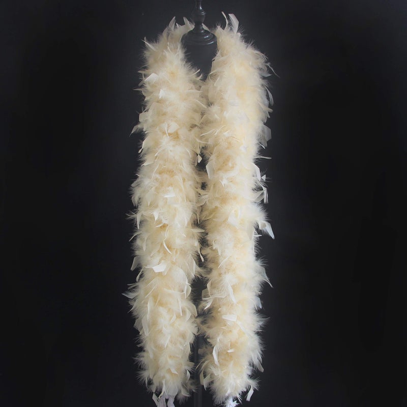 Flydreamfeathers 100 Gram 2 Yard Long Chandelle Feather Boa over 10 Colors, Great for Party, Wedding, Costume (Beige) - Image 4