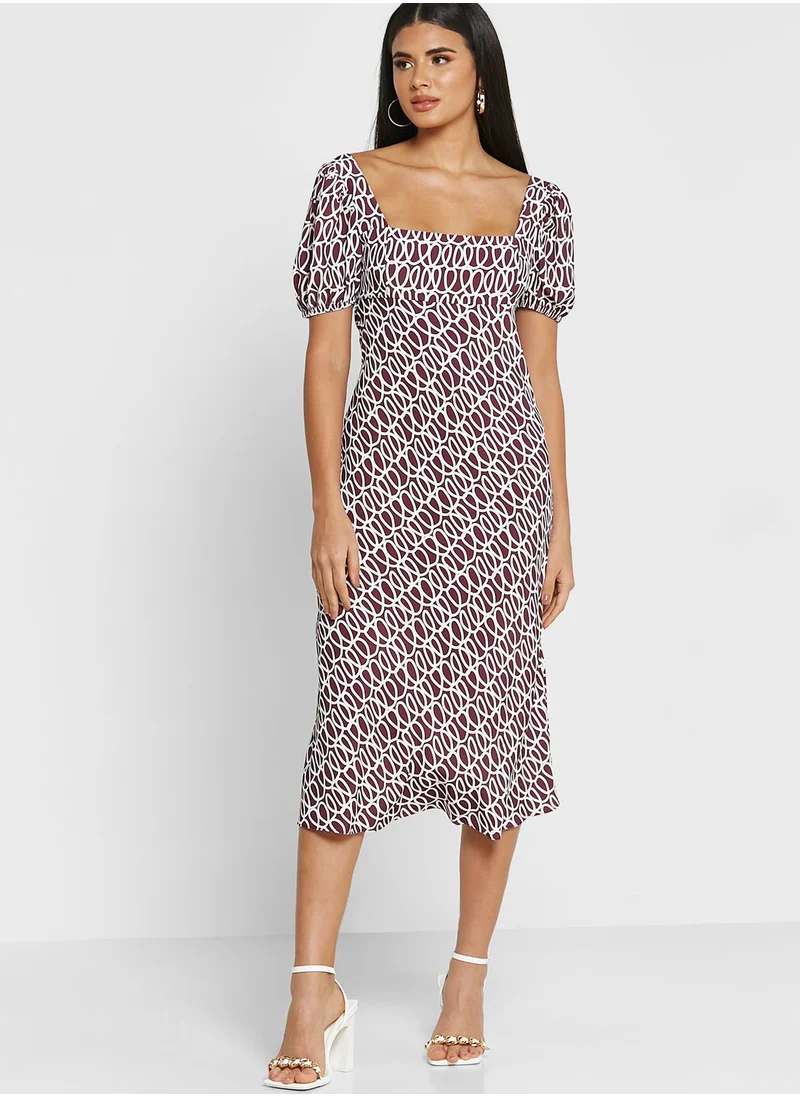 GLAMOROUS Puff Sleeve Printed Dress