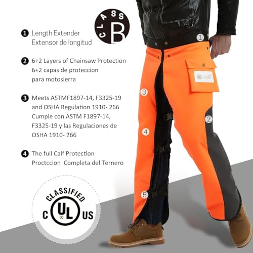 ZELARMAN Chainsaw Chaps Apron Wrap 8-layer for Men/Women Loggers Forest Workers Protective Chain Saw Pants Adjustable - Image 2