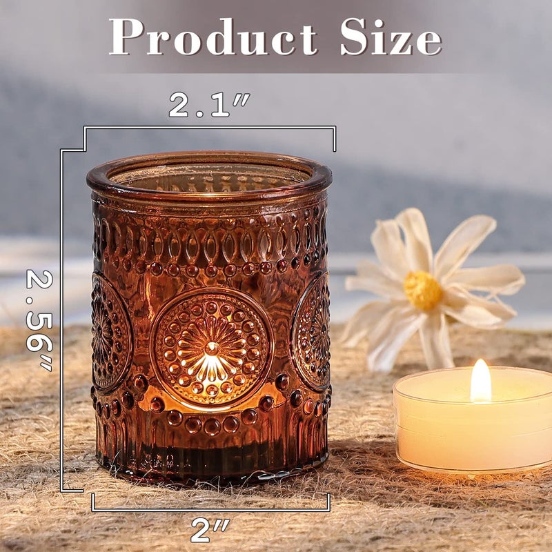 DARJEN Amber Votive Candle Holders Set of 36- Glass Candle Holders Bulk for Flameless LED Tea Waxes, Vintage Candle Holder for Wedding & Home Table Decor, Vintage Parties - Image 2
