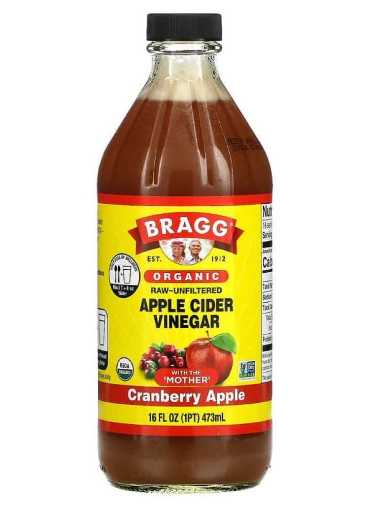 Bragg, Organic Apple Cider Vinegar With The 'Mother', Cranberry Apple, 16 fl oz (473 ml) - Image 1