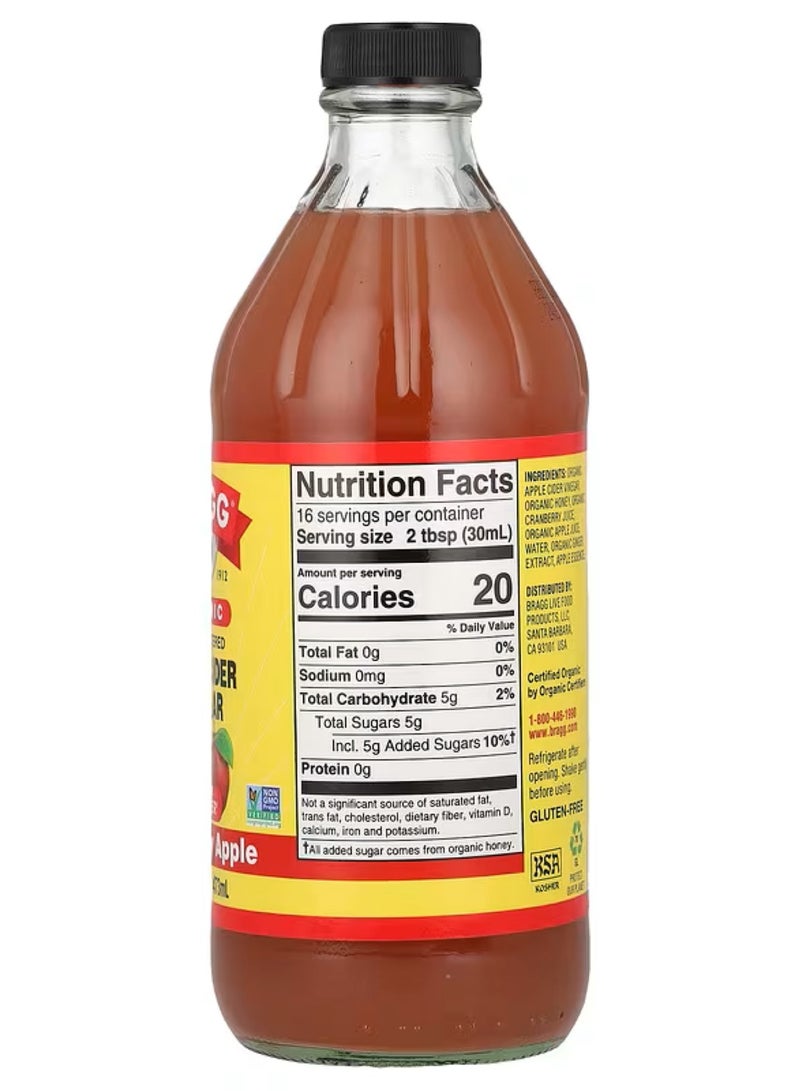 Bragg, Organic Apple Cider Vinegar With The 'Mother', Cranberry Apple, 16 fl oz (473 ml) - Image 2