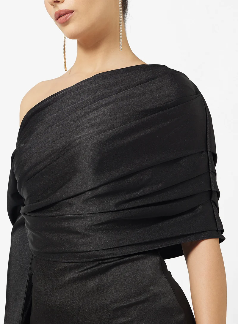 Namshi x One Shoulder Ruched Shimmer Mermaid Dress