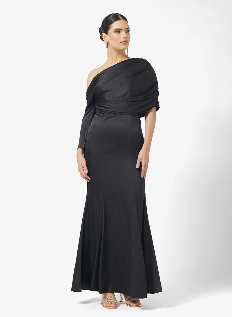 Namshi x One Shoulder Ruched Shimmer Mermaid Dress