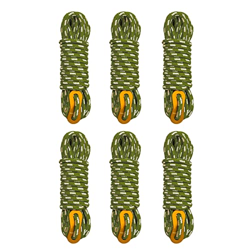 GEERTOP 6 Pack 5 mm Ultralight Tent Guy Lines Camping Ropes with Aluminum Tensioner for Tent, Tent Tarp Shelter - Image 1