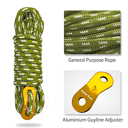 GEERTOP 6 Pack 5 mm Ultralight Tent Guy Lines Camping Ropes with Aluminum Tensioner for Tent, Tent Tarp Shelter - Image 3
