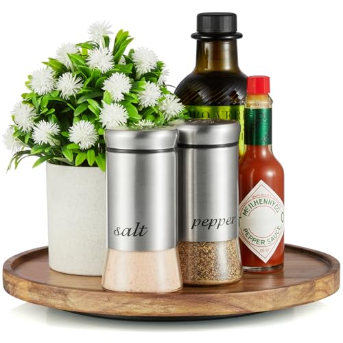 Bivvclaz 9" Acacia Wood Lazy Susan Turntable Organizer, Lazy Susan for Table Top Cabinet Dining Pantry Countertop Cupboard Organization, Decorative Tray for Kitchen Bathroom Decor Coffee Bar Accessories - Image 1