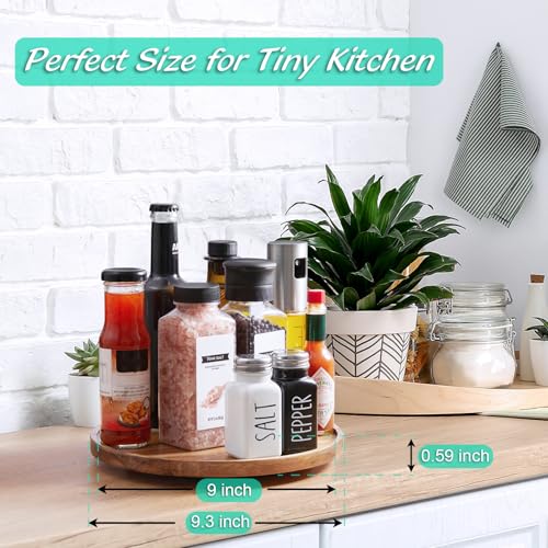 Bivvclaz 9" Acacia Wood Lazy Susan Turntable Organizer, Lazy Susan for Table Top Cabinet Dining Pantry Countertop Cupboard Organization, Decorative Tray for Kitchen Bathroom Decor Coffee Bar Accessories - Image 4