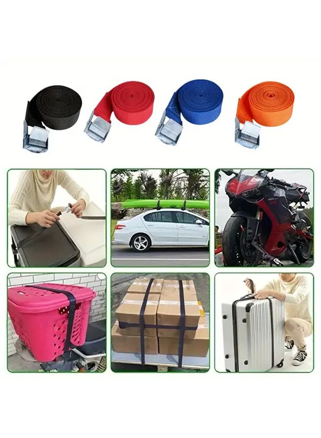 Heavy Duty Quick Release Luggage Straps 2m High Strength Cargo Straps For Travel Roof Rack Motorcycle Blue - Image 3