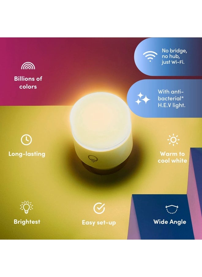 Lifx - LIFX Clean  A19 1100 lumens  Full Color with Antibacterial HEV  Wi-Fi Smart LED Light Bulb  No Bridge Required  Compatible Alexa  Hey Google  HomeKit and Siri  2-Pack - Image 1
