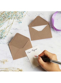 MATICAN Gift Card Envelopes 100Count Mini Envelopes Kraft Paper Business Card Envelopes Bulk Tiny Envelope Pockets For Small Note Cards Brown 4 X 2.7 Inches  - Image 2