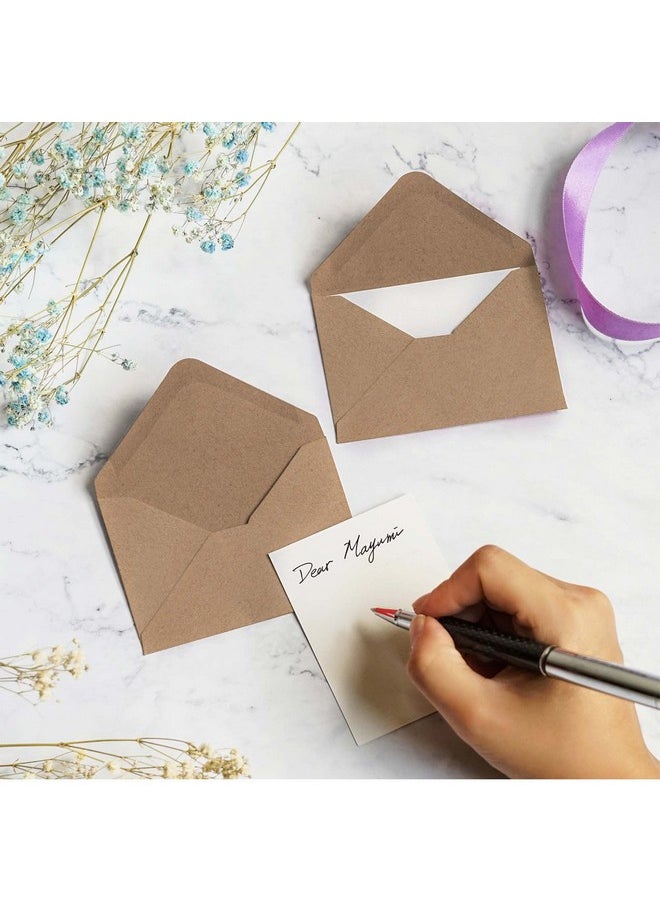 MATICAN - Gift Card Envelopes 100Count Mini Envelopes Kraft Paper Business Card Envelopes Bulk Tiny Envelope Pockets For Small Note Cards Brown 4 X 2.7 Inches - Image 1