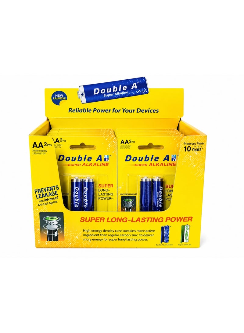 دبل إيه Double A Super Alkaline AA Batteries 1.5V Long-Lasting Power Anti-Leak Technology - Image 2