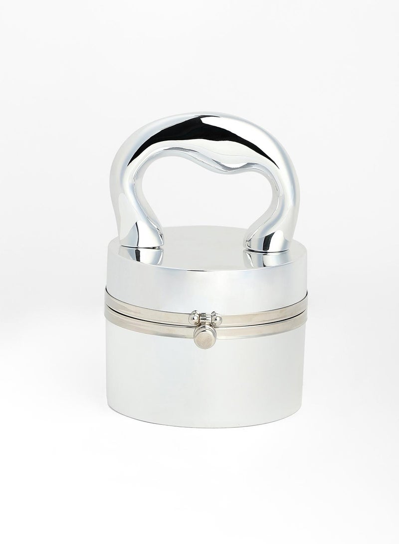 Haute Sauce Haute Sauce Women's The Caldera Gloss Bucket Bag For Casual Wear | Metallic Silver Colour | One-Size| Push Button Closure | Acrylic Material | Non-Detachable Handle | Bags For Woman & Girls  - Image 4
