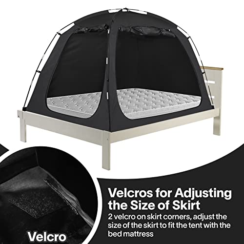 EighteenTek Bed Tent Twin Size Bed Canopy, Light Reducing Sleeping Tent Lightweight Portable Indoor Tent Breathable Privacy Space on Bed with 2 Doors for Adults Kids Autism (Twin, Black) - Image 4