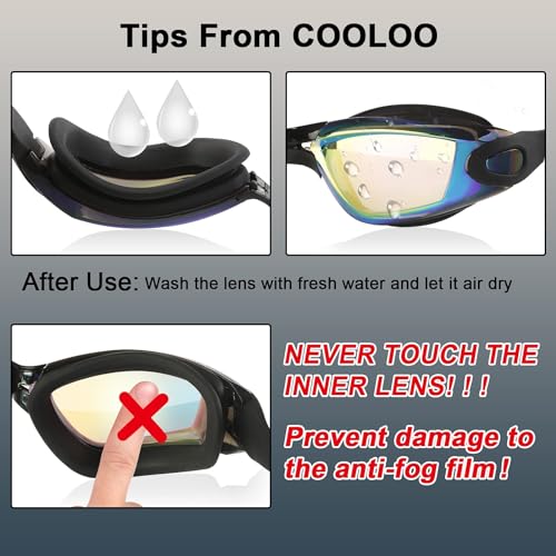 COOLOO Swim Goggles, 2 Pack Goggles Swimming Adult Swimming Goggles for Women Men Youth Teen Kids, Anti Fog Anti-UV No Leaking - Image 5