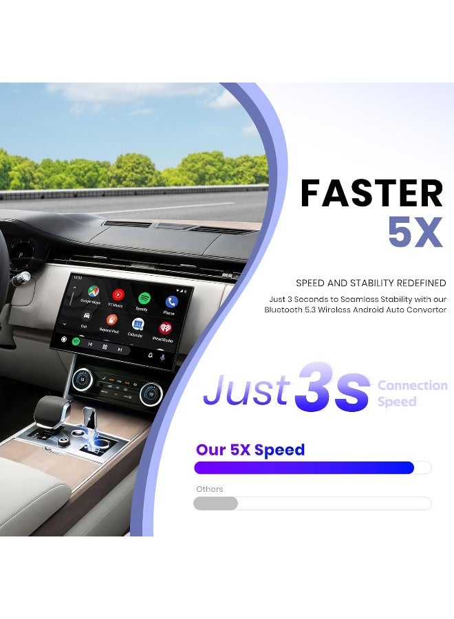 HaMeby Wireless Android Auto Adapter for Android, Convert Wired to Wireless, Mini Size with Extension USB-C/Type-C, Stable Control & No Delay, Supports Car Original Control - Image 2