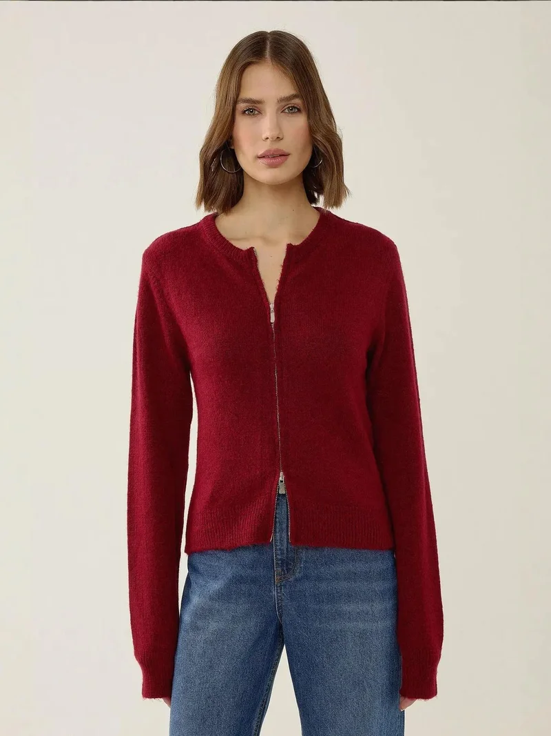 HICCUP Zippered Knit Cardigan