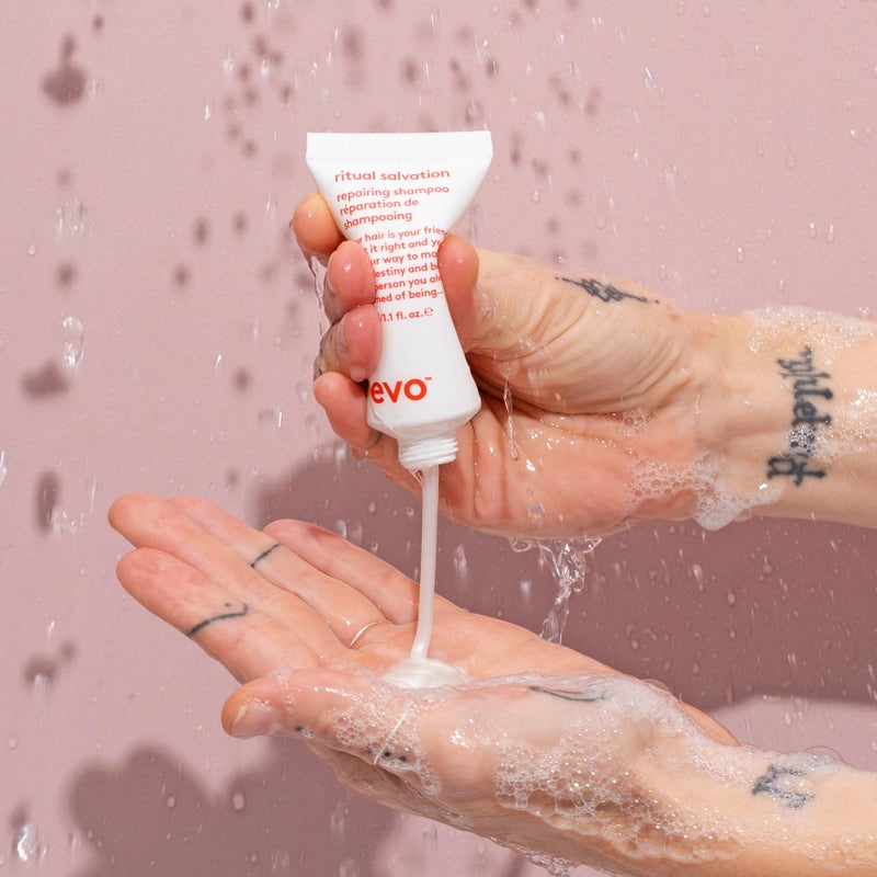 EVO Ritual Salvation Repairing Shampoo - Gently Cleanses, Treats Damaged & Brittle Hair & Protects Color - Travel Size, 30ml / 1.01fl.oz - Image 5