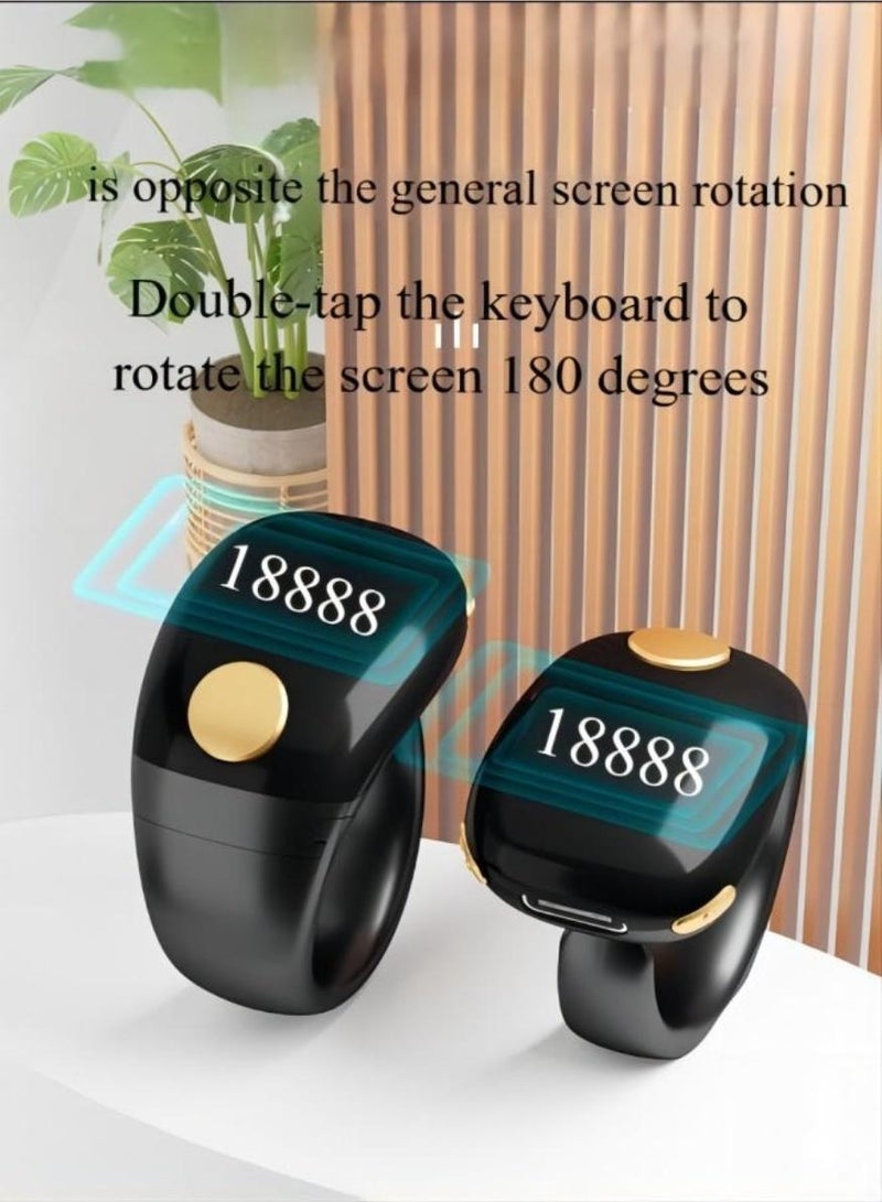 Al Kanzi New Zikr Smart Ring OLED Display, IPX67 Waterproof, Ring Counter, Adjustable Ring Size, Including 3 Compatible Sizes (18mm/20mm/22mm) Prayer Time Reminder with Vibration Reminder Tasbih Counter and Bluetooth Connection  - Image 4
