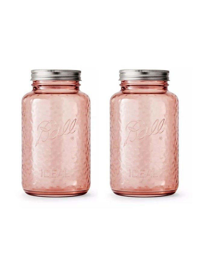 Ball Collectors Edition Vintage Rose Colored Canning Jars, Regular Mouth Quart Jars with Lids and Bands, 32 Oz Each, Pack of 2 - Image 1