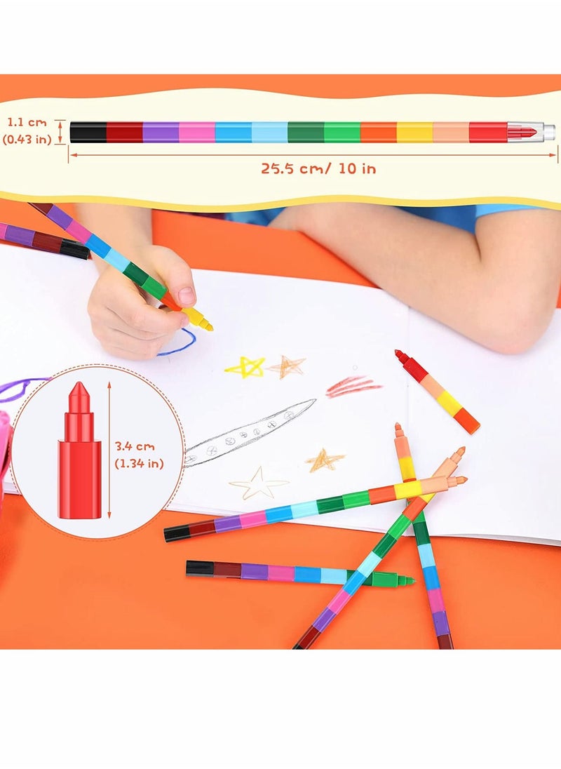 Excefore Rainbow Pencils, 10 Pcs Stackable Crayons for Kids Stacking DIY Crayons Buildable Crayons Party Favors for Office School Supplies  - Image 2