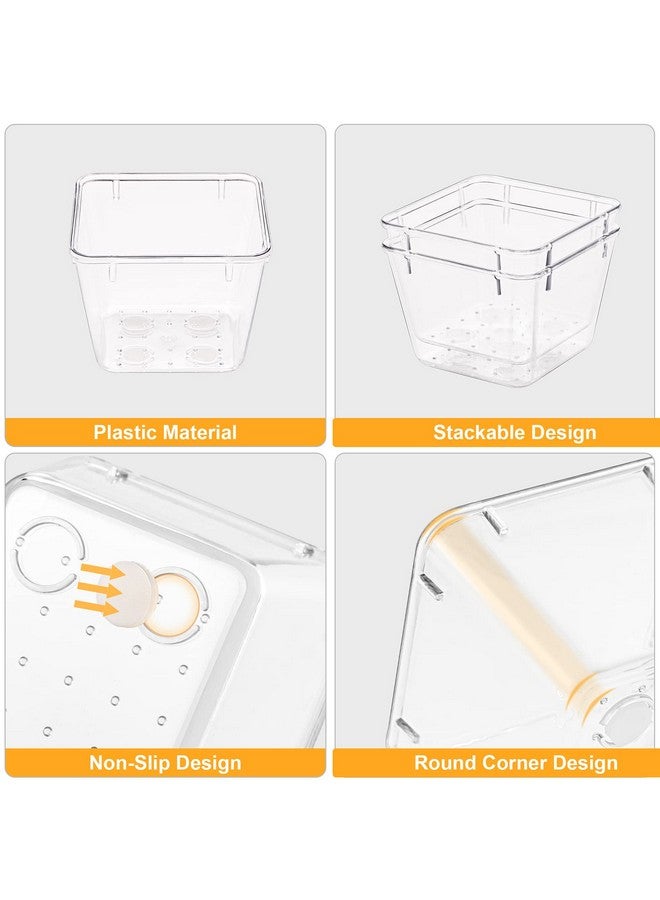 SMARTAKE 28-Piece Drawer Organizers with Non-Slip Silicone Pads, 4-Size Desk Drawer Organizer Trays Storage Tray for Makeup, Jewelries, Utensils in Bedroom Dresser, Office and Kitchen, Clear - Image 5