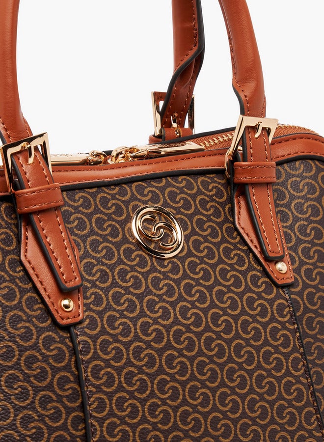 Celeste Monogram Print Tote Bag with Detachable Strap and Zip Closure - Image 5