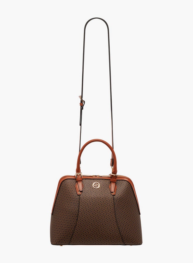 Celeste Monogram Print Tote Bag with Detachable Strap and Zip Closure - Image 3