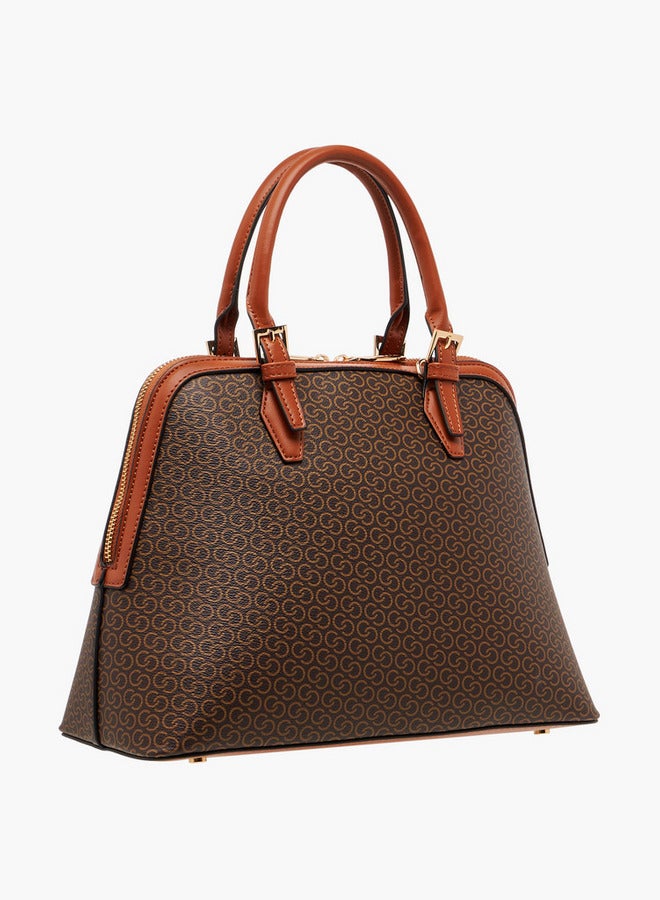 Celeste Monogram Print Tote Bag with Detachable Strap and Zip Closure - Image 4
