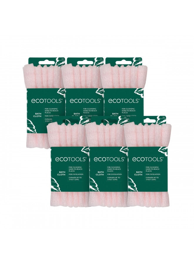 Ecotools EcoTools Exfoliating Bath Cloth, Gently Removes Dirt, Oil, & Skin Impurities, Leaves Skin Soft & Supple, Eco Friendly Wash Cloth For Cleansers, Exfoliating Towel, Works For Face & Body, 6 Count - Image 1