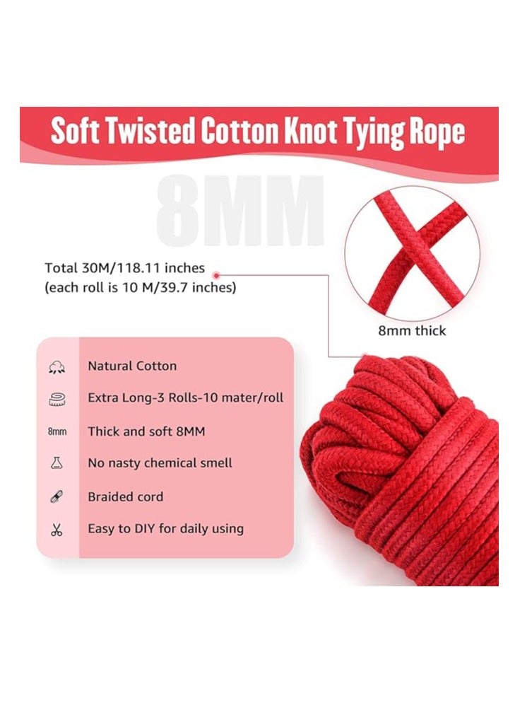 Bukela 2 Roll 10M Soft Cotton Rope, Natural Durable Long Cotton Rope for Crafts Wall Hangings Plant Hangers Knotting (Red)  - Image 2